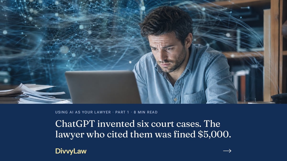 Man frowning at his laptop. ChatGPT invented six court cases and the lawyer who cited them was fined $5,000.