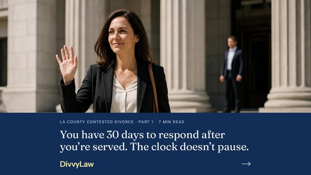 Woman leaving a Los Angeles County courthouse. You have 30 days to respond after you're served.